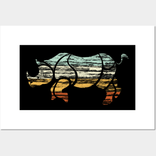 Indian Rhino Vintage Retro Graphic Posters and Art